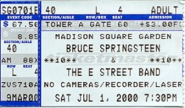 New York City Madison Square Garden Bruce Springsteen Concert Ticket